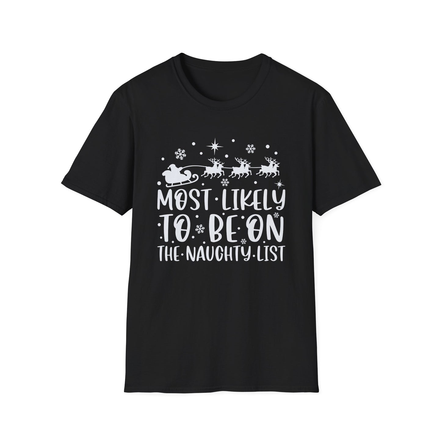 Most likely to be on the naughty list Unisex Softstyle T-Shirt