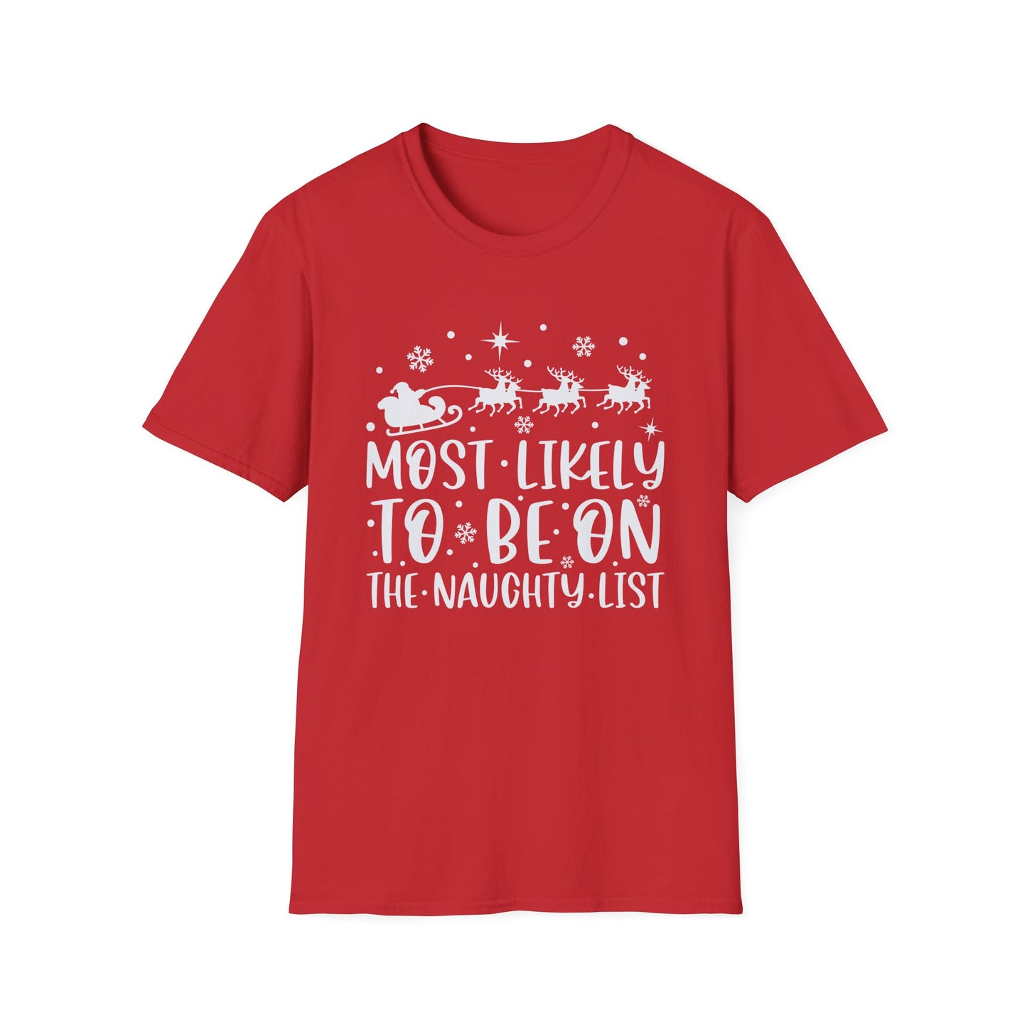 Most likely to be on the naughty list Unisex Softstyle T-Shirt